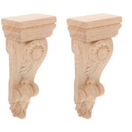 BESTonZON 2 x Wooden Carved Appliques, Decorative Corners, Onlay for Furniture, Unpainted for Painting, Durable, Elegant Wall Furniture Decoration