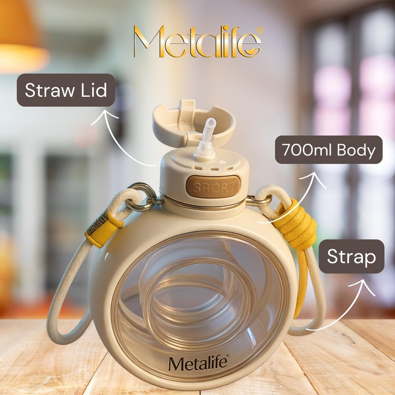 METALIFE Circular Sports Water Bottle – Green, 700ml, Leakproof with