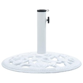 FurturHome Round Umbrella Base | Outdoor Umbrella Stand | Parasol Base for Outside Patio, Lawn, Garden | White Cast Iron 18.9" x 13"