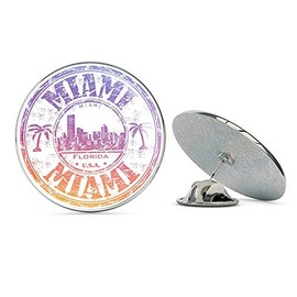 Miami Florida USA Round Metal 0.75" Lapel Pin Hat Shirt Pin Tie Tack Pinback