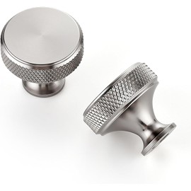 JOY DECOR Paquete de 15 pomos de gabinete de cocina de acero inoxidable, tiradores de cajones sólidos y redondos con estrías, con un solo orificio, para muebles de gabinete, tiradores de cómoda en