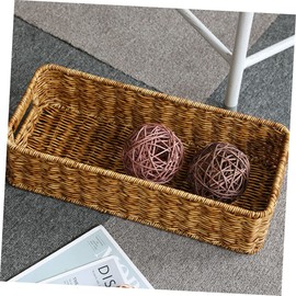 FUNOMOCYA Woven Storage Bin Imitation Rattan 35.5x15.5x9cm Lightweight Fade Resistant for Home Organization