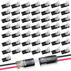 50Pcs Double-Wire Plug-in Connector Led Light Strip Connectors 2 Pin, Led Strip Lights Connectors Low Voltage Wire Connector with Locking Buckle, Fast Connect Plugs Led Connectors for Strip Lights