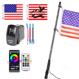 UNI-SHINE 1PC 3FT LED Whip Light with Spring Base Spiral RGB Chasing Lights with APP & Remote Control, Music Antenna Whip Light for Can-Am UTV ATV RZR Can-Am SXS Polaris Offroad Truck