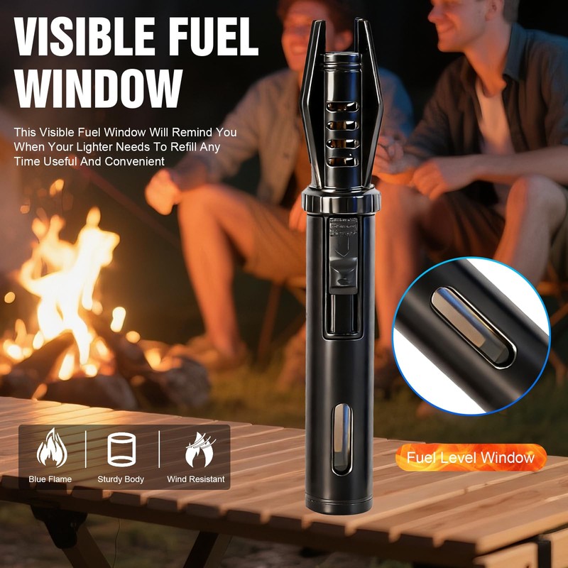 Mini Torch Lighter with Fuel Window - 5" Refillable Butane