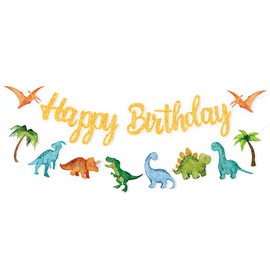 Dinosaur Happy Birthday Banner Dinosaur Theme Party Decorations for Kids' Birthday Party - Dino Happy Birthday Sign Baby shower Supplies
