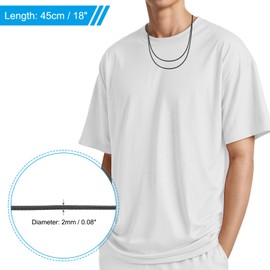 PATIKIL 18" Leather Necklace Cord, 2mm/0.08" Waterproof Braided Leather Necklace Cord Woven Wax Rope Chain with Stainless Steel Clasp for Men Women DIY Pendant Gift, Black