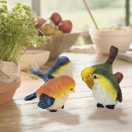 Figura de pájaro, 4 cifras de pájaros para decoración de interiores y exteriores, cifras de pájaros, césped, jardín, patio, adornos que ofrecen una sensación de ambiente