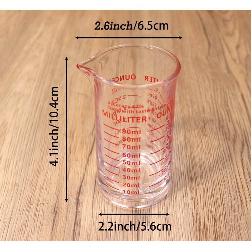 Ackers 3oz/90ml Glass Measuring Cup – Shot Glass with Double