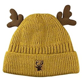 HMTRADE Knitted Antler Hat,Reindeer Antlers Knitted Hat,Crochet Beanie Cap for Adults Teens Girls Valentines Day Gift