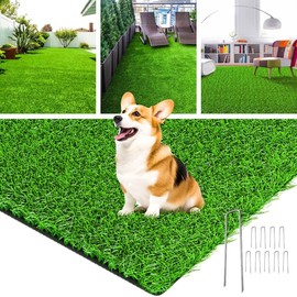 LOOBANI Realistic Artificial Grass Rug Indoor Outdoor, Dog Grass Mat with Drainage Holes and Replacement Artificial Grass Turf, Fake Grass for Garden Lawn Landscape Balcony Decoration, 4 Feet x 6 Feet