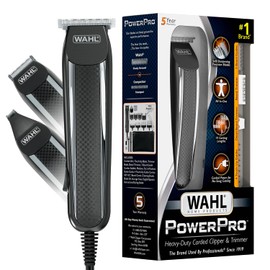 Wahl Clipper PowerPro Corded Beard Trimmers, Hair Clippers and Haircut Trimmers, men's grooming kits for Beard, Mustache, Stubble, Ear, Nose, Body Grooming, by the Brand used by Professionals # 9686
