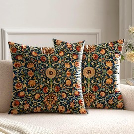 HUASHUZI Cushion Covers William Morris 50x50cm Boho Decorations Double Sided Pattern Throw Pillow Case Set of 2 Home Decor for Sofa Bench Couch