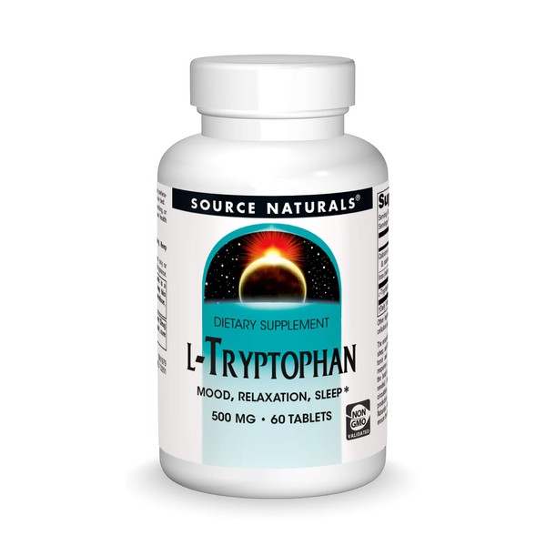 Source Naturals L-Tryptophan, for Mood, Relaxation, and Sleep*, 500mg - 60 Tablets