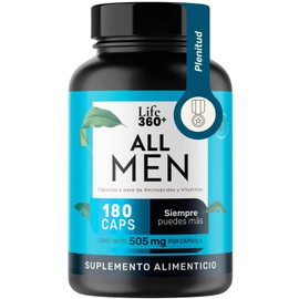 LIFE 360 Multivitamnico All Men  180 Cpsulas  Creatina Monohidratada, BCAA 211 (L-Leucina, L-Isoleucina, L-Valina) y L-Arginina, Vitaminas A, E, C,...