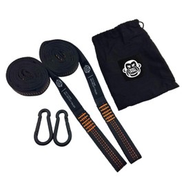 Monkey Swing Hängematte Aufhängeset Befestigungsset >300kg Traglast,2X Karabiner + Schlingen im Tragebeutel - leicht, strapazierfähig,robust-dreifach vernäht I für Schaukel, Garten, Camping