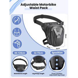 KEEPIFY Motorcycle Leg Bag for Men and Women, Waterproof Thigh Pockets, Expandable Storage/Adjustable Leg Straps Motorcycle Bag Leg for Running/Cycling/Hiking/Climbing - Black