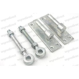 Wyre Direct Gate Hinges 12mm Pin Bracket & 12mm X 100mm Adjustable Eye Bolts Galvanised