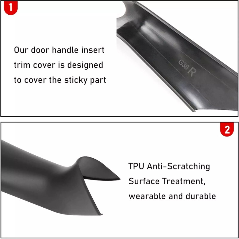 CCR Technology 2PCS Black Snap-On Interior Door Pull Handle Cover