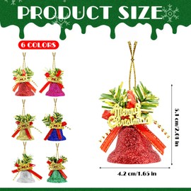 Zueyen Pack of 6 Christmas Tree Bells, 4.2 cm Hanging Christmas Decorations, Christmas Bell Pendants, Craft Bells Decoration, Plastic Bells (Size Medium)