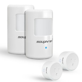 Souphran Plug-in Wireless Motion Activated Light Control, No Wiring, Adjustable Detection Range, Always-on Timer and Light Sensor, Motion Detector and Plug Set, 2 Pack