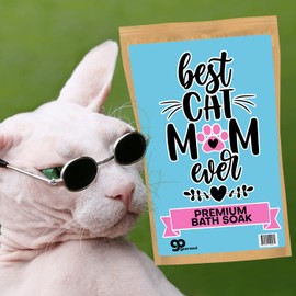 Cat Mom Bath Soak - Premium Bath Salts Spa Gift for Cat Lovers from Cat Furbaby Mom Pet Owner Gift Basket Ideas, Lavender Scented