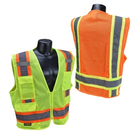 Radians SV6 Two Tone Class 2 Surveyor Polyester All Mesh Vests with Contrasting Trim, Green, 3X-Large