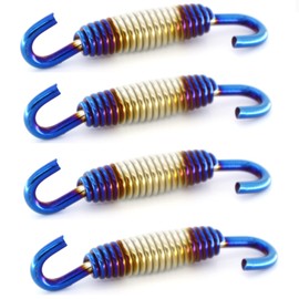 4pcs 58mm Motorcycle Exhaust Pipe Muffler Springs Stainless Steel Scooter Muffler Exhaust Pipe Spring Hook Fit Motorcycle Scooter ATV (58mm Blue Silver Hook)