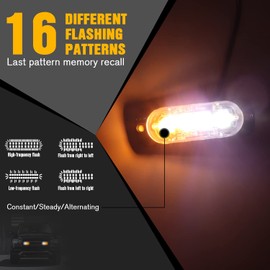 DIBMS 4x LED Emergency Strobe Lights Bar, 4 LED Amber White Warning Flashing Caution Construction Hazard Light Bar For Car Truck Van Off Road Vehicle ATV SUV