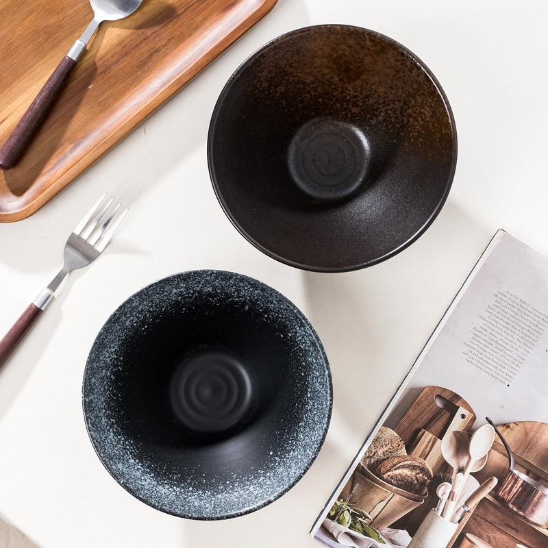 Jusalpha Ceramic Ramen Bowl Set, 7 Inch Asian Noodle Soup
