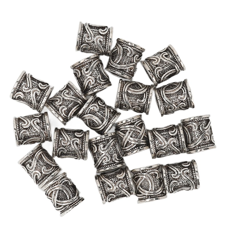 20PCS Beard Beads Retro Alloy Multipurpose Hair Tube Beads for