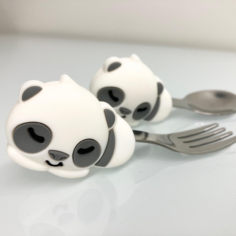 palm grasp spoon & fork panda