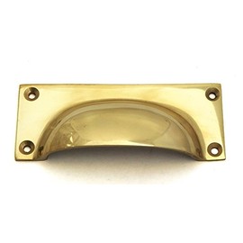 Solid Brass Rectangular Drawer Pull/Cupboard Door Handle (10cm)