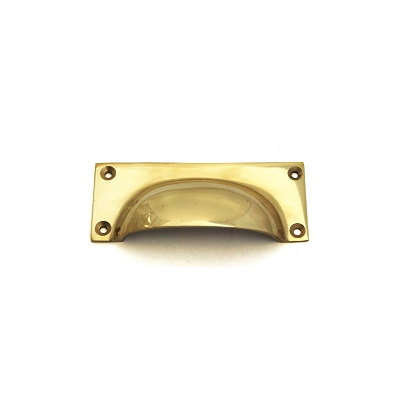 Solid Brass Rectangular Drawer Pull/Cupboard Door Handle (10cm)