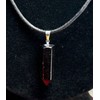Black Obsidian Top Drilled Crystal Point On Adjustable Cord Necklace