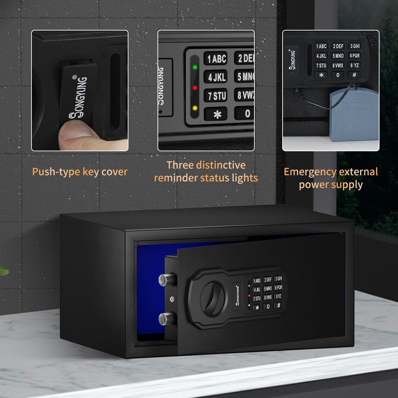 SongYung Fire Resistant Safe Box with Fireproof Waterproof Bag and