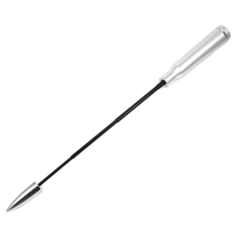 VMS RACING Anti-Theft Retractable Silver 50 Caliber Bullet Stubby Antenna