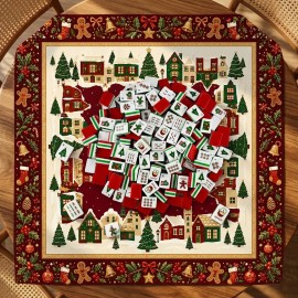 Classic Red Green Gold Christmas Mahjong Tiles 30x23x13mm Acrylic 160 Tiles Santa Xmas Tree Holiday GiftColor: Blue Mahjong Bag Set