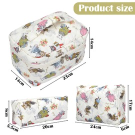 Set of 3 Women's Cosmetic Bags Toiletry Bag with Floral Pattern, Toiletry Bag, Make Up Bag, Portable Makeup Bag, Wash Bag, Large Women Girls for Everyday Use and Travel, cat