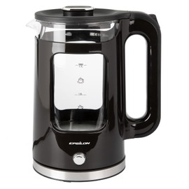 Epsilon Electric Kettle 1.7L, Tea Kettle with Boil Dry Protection and Auto Shut-Off, Fast Boil Electric Teapot, PP Decorative Housing, Borosilicate Glass and Stainless Steel, BPA Free LED Lighting