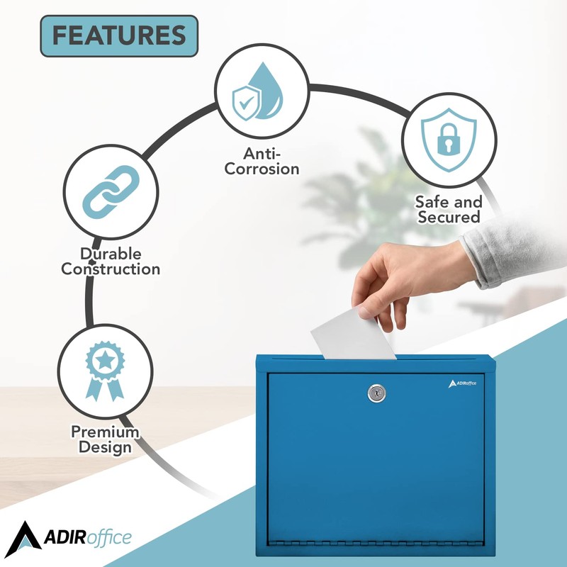 Adir Metal Suggestion Box with Lock and Slot, Wall Mount