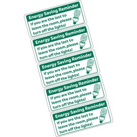 Save Energy Stickers - Light Switch Stickers - Turn off Lights or Appliances - 6.6cm Wide (Pack 10, Green - Reminder)