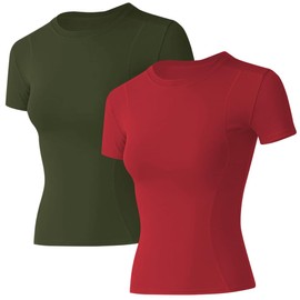 Loovoo Woman Shirts for Teens Girls Round-Neck Modest Undershirts top pilate Essential underscrubs y2k Run Synthetic tee