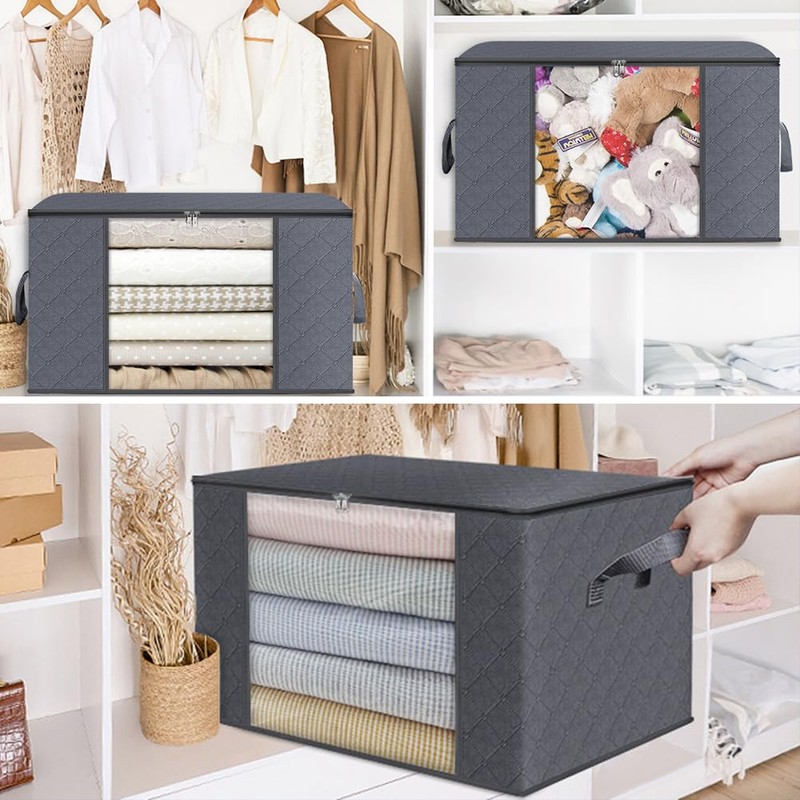 Fab Totes 6 Pack Clothes Storage, Foldable Thik Fabric Blanket