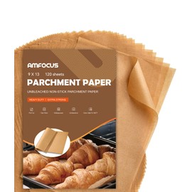 Parchment Paper Sheets, 9x13 In Non-Stick Precut Baking Parchment for Baking, Grilling, Air Fryer, Steaming, and More (Unbleached) - Quarter Sheet Size, Perfect for Bread, Cakes, Cookies, 120PCS