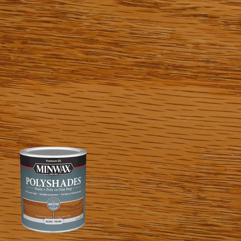 Minwax PolyShades Wood Stain + Polyurethane Finish – Quart, Pecan,