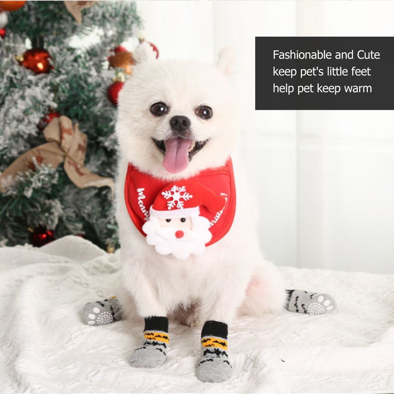 5 Pairs Christmas Dog Socks Cotton Scratch Resistant Prevent Slipping