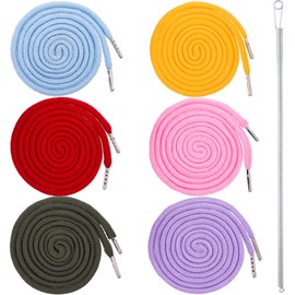 BEIQIYA 6pcs Drawstring Cord with Spring Threader Tool, Replacement Drawstring for Sweatpants Sweatshirt Hoodies Shorts Pants Jackets Coats Bags - 6 Colors