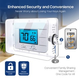 Thermostat Lock Box with Combination Lock, Fits 7.1" W x 4.8" H or Smaller Thermostats & Sprinkler Controller, Clear Large Thermostat Cover for Thermostats on Wall, Sprinkler Controller Guard