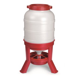 LITTLE GIANT Plastic Dome Feeder (60 Lb) Heavy Duty Plastic Gravity Fed Poultry Feed Container Tank (Red) (Item No. DOMEFDR60)